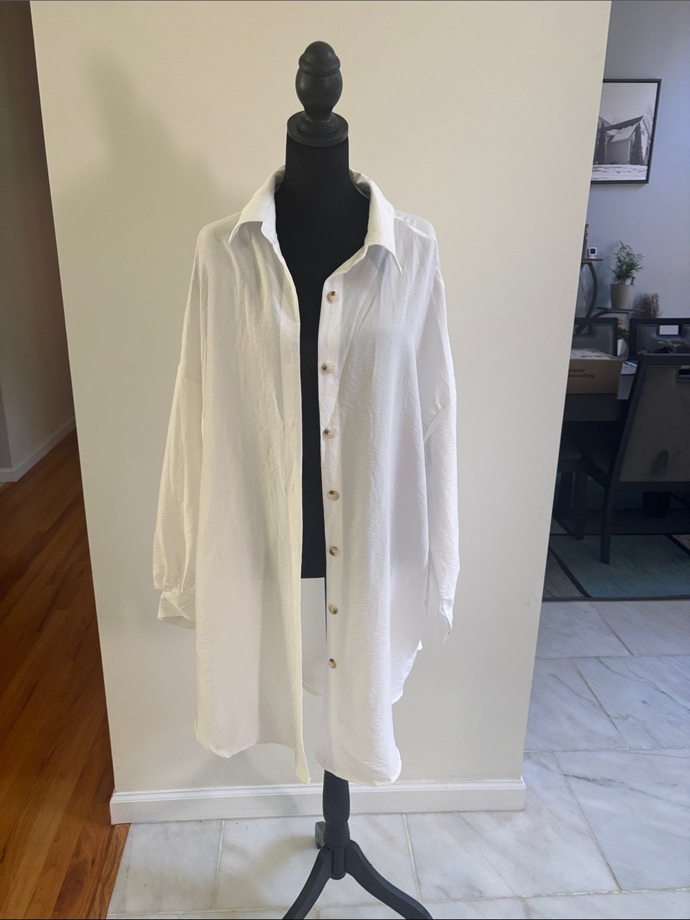 Women’s White Button-Down Shirt - Classic Longline
